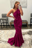 Load image into Gallery viewer, Burgundy Sequins One Shoulder Mermaid Long Prom Dress