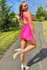 Load image into Gallery viewer, Simple Hot Pink Halter Bodycon Short Homecoming Dress
