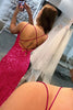 Load image into Gallery viewer, Mermaid Glitter Sequins Sexy Hot Pink Backless Long Prom Dress