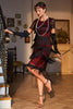 Load image into Gallery viewer, Roaring 20s Party Dress Black Red Beaded Gatsby Fringed Flapper Dress