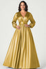 Load image into Gallery viewer, Dusty Sage Long Sleeves Satin V-Neck Mother of the Bride Dress