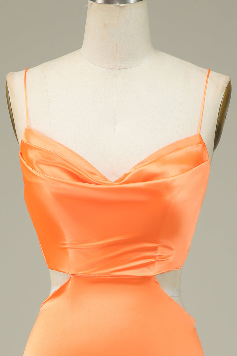 Load image into Gallery viewer, Bodycon Orange Spaghetti Straps Homecoming Dress