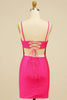 Load image into Gallery viewer, Fuchsia Sequins Lace-Up Tight Short Homecoming Dress