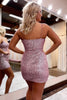 Load image into Gallery viewer, Sparkly Pink Spaghetti Straps Tight Homecoming Dress with Sequins