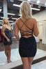 Load image into Gallery viewer, Black Bodycon Lace Up Short Homecoming Dress with Beading