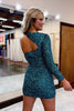 Load image into Gallery viewer, Sparkly Dark Green One Shoulder Sequined Tight Homecoming Dress