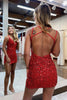 Load image into Gallery viewer, Sparkly Red Bodycon Sequined Short Homecoming Dress with Slit