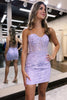 Load image into Gallery viewer, Light Blue Bodycon Corset Homecoming Dress With Lace