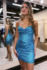 Load image into Gallery viewer, Sparkly Fuchsia Spaghetti Straps Corset Homecoming Dress with Sequins