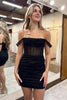 Load image into Gallery viewer, Sparkly Black Off the Shoulder Corset Tight Homecoming Dress with Sequins