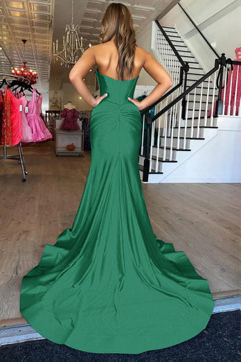 Gold Mermaid Sweetheart Long Prom Dress with Slit