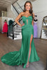 Load image into Gallery viewer, Gold Mermaid Sweetheart Long Prom Dress with Slit