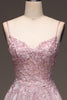 Load image into Gallery viewer, A Line Spaghetti Straps Blush Prom Dress With Appliques