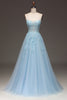 Load image into Gallery viewer, A Line Light Blue Long Prom Dress With Appliques