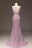 Load image into Gallery viewer, Glitter Blush Mermaid Long Corset Prom Dress With Appliques