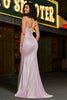 Load image into Gallery viewer, Sparkly Blush Mermaid Spaghetti Straps Long Prom Dress with Beading