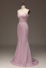 Load image into Gallery viewer, Sparkly Blush Mermaid Spaghetti Straps Long Prom Dress with Beading