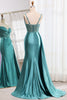 Load image into Gallery viewer, Blue Mermaid Spaghetti Straps Corset Prom Dress with Slit