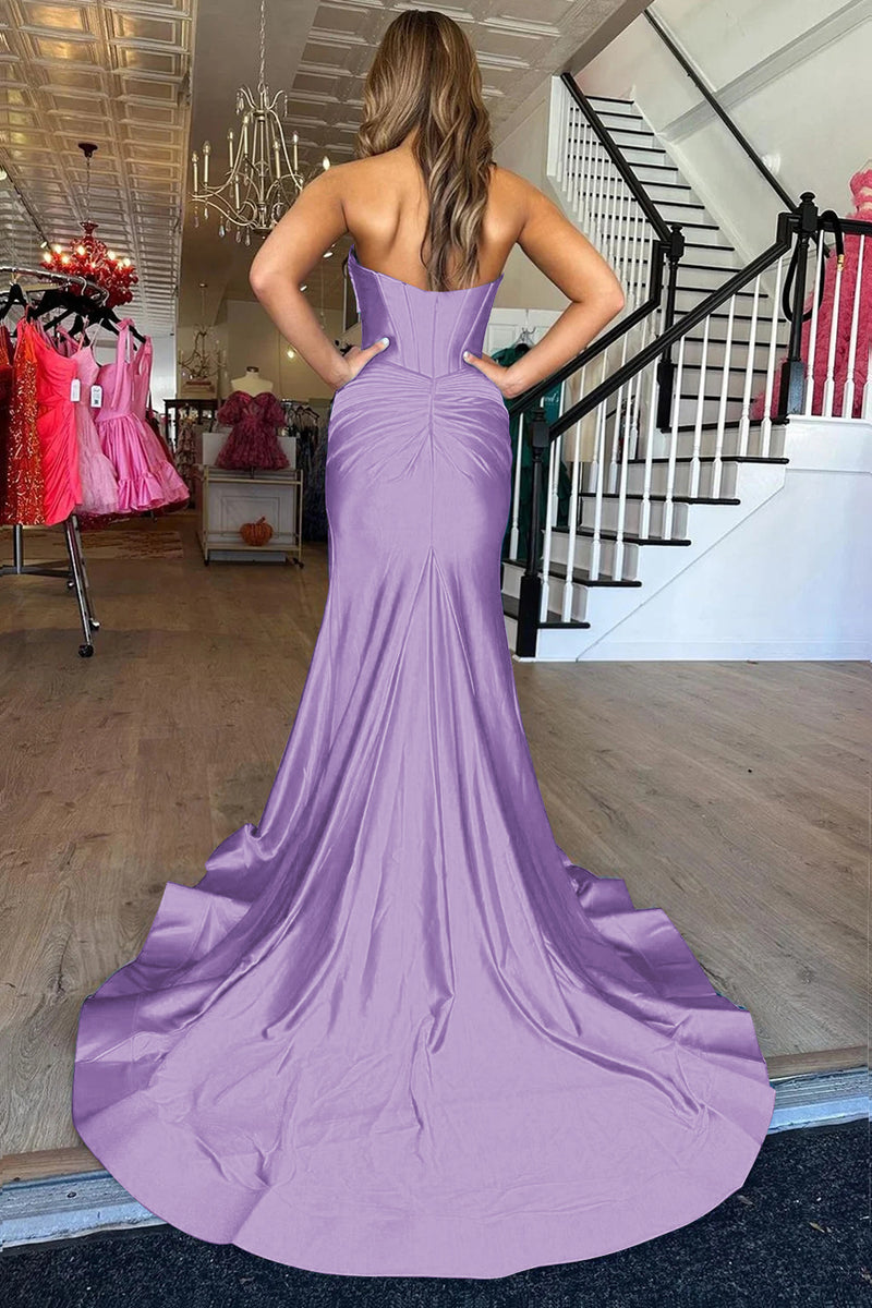 Load image into Gallery viewer, Mermaid Sweetheart Royal Blue Long Coret Prom Dress With Slit