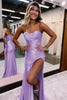 Load image into Gallery viewer, Golden Spaghetti Straps Satin Mermaid Prom Dress with Slit