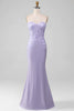 Load image into Gallery viewer, Lilac Mermaid Strapless Long Corset Prom Dress With Appliques