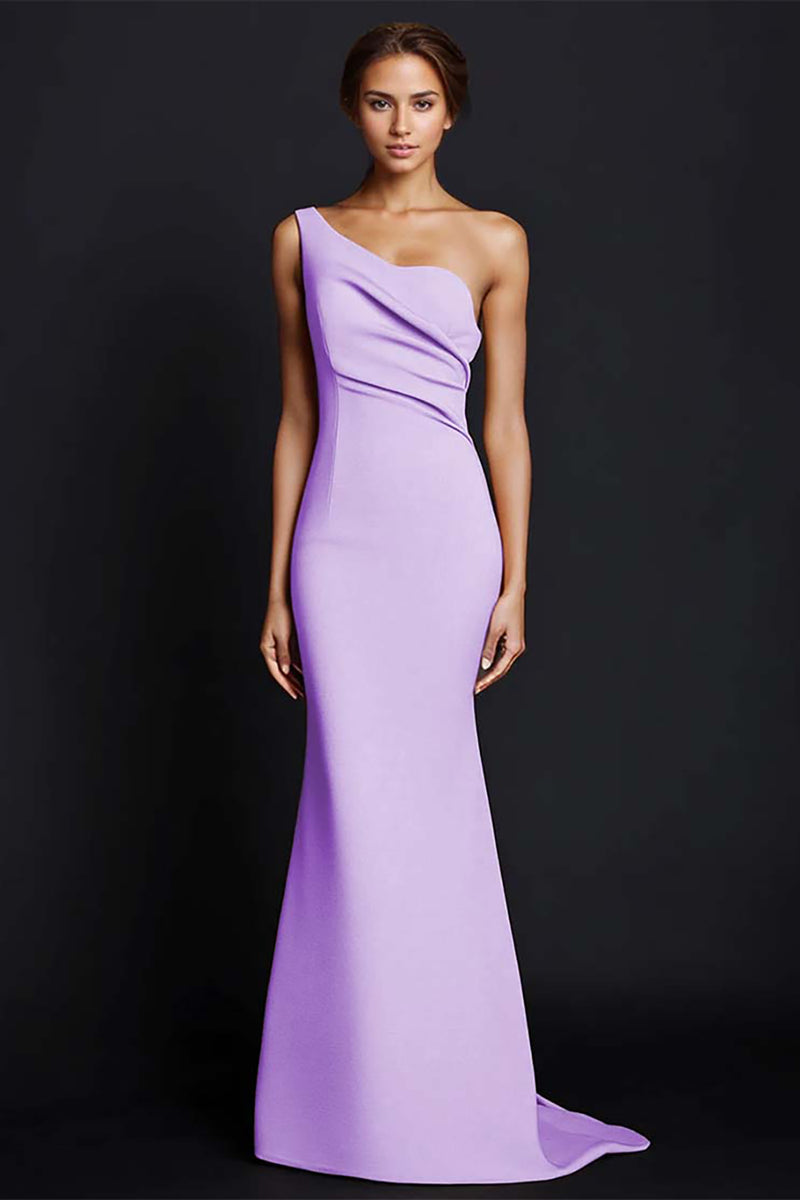 Load image into Gallery viewer, One Shouder Dusty Rose Mermaid Long Satin Formal Dress