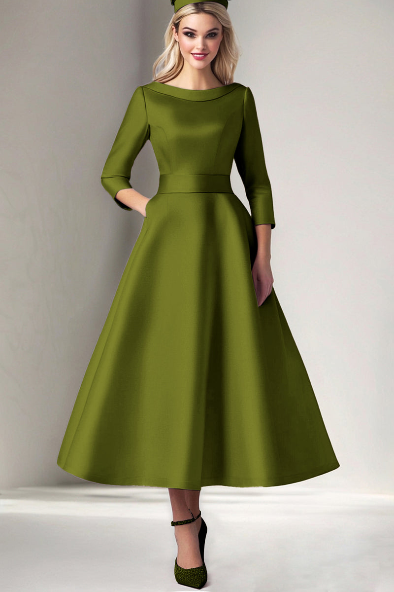 Load image into Gallery viewer, Martini Satin Tea Length A Line Mother of the Bride Dress