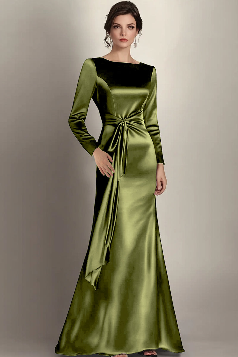 Load image into Gallery viewer, Dusty Blue Satin Sheath Mother of the Bride Dress with Side Waist