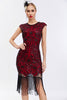 Load image into Gallery viewer, Black Sequins 1920s Gatsby Dress with Fringes