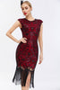 Load image into Gallery viewer, Black Sequins 1920s Gatsby Dress with Fringes