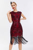 Load image into Gallery viewer, Black Sequins 1920s Gatsby Dress with Fringes