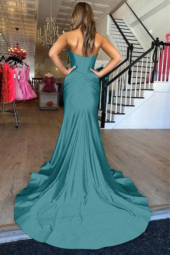 Sage Mermaid Sweetheart Long Prom Dress with Slit