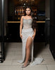 Load image into Gallery viewer, Sparkly Mermaid Royal Blue Strapless Long Prom Dress with Slit