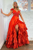 Load image into Gallery viewer, Red A-Line Satin A-Line Long Prom Dress with Slit