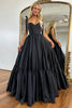 Load image into Gallery viewer, Simple Black Spaghetti Straps Satin A-Line Long Prom Dress