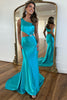 Load image into Gallery viewer, Unique Turquoise One Shoulder Mermaid Satin Long Prom Dress