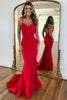 Load image into Gallery viewer, Red Spaghetti Straps Sheath Mermaid Long Prom Dress