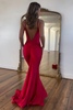 Load image into Gallery viewer, Red Spaghetti Straps Sheath Mermaid Long Prom Dress