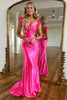 Load image into Gallery viewer, Sxey Hot Pink Mermaid Floral Satin Long Prom Dress