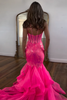 Load image into Gallery viewer, Fuchsia Mermaid Spaghetti Straps Corset Long Prom Dress with Sequins