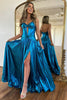 Load image into Gallery viewer, Gold Strapless A-Line Satin Long Prom Dress with Slit