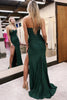 Load image into Gallery viewer, Dark Green Corset Sparkly Sheath Long Prom Dress with Slit