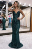 Load image into Gallery viewer, Dark Green Sparkly Sequins Sheath Long Prom Dress