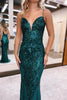 Load image into Gallery viewer, Dark Green Sparkly Sequins Sheath Long Prom Dress