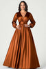 Load image into Gallery viewer, Dusty Sage Long Sleeves Satin V-Neck Mother of the Bride Dress