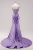 Load image into Gallery viewer, Sparkly Fuchsia Mermaid Spaghetti Straps Prom Dress with Slit