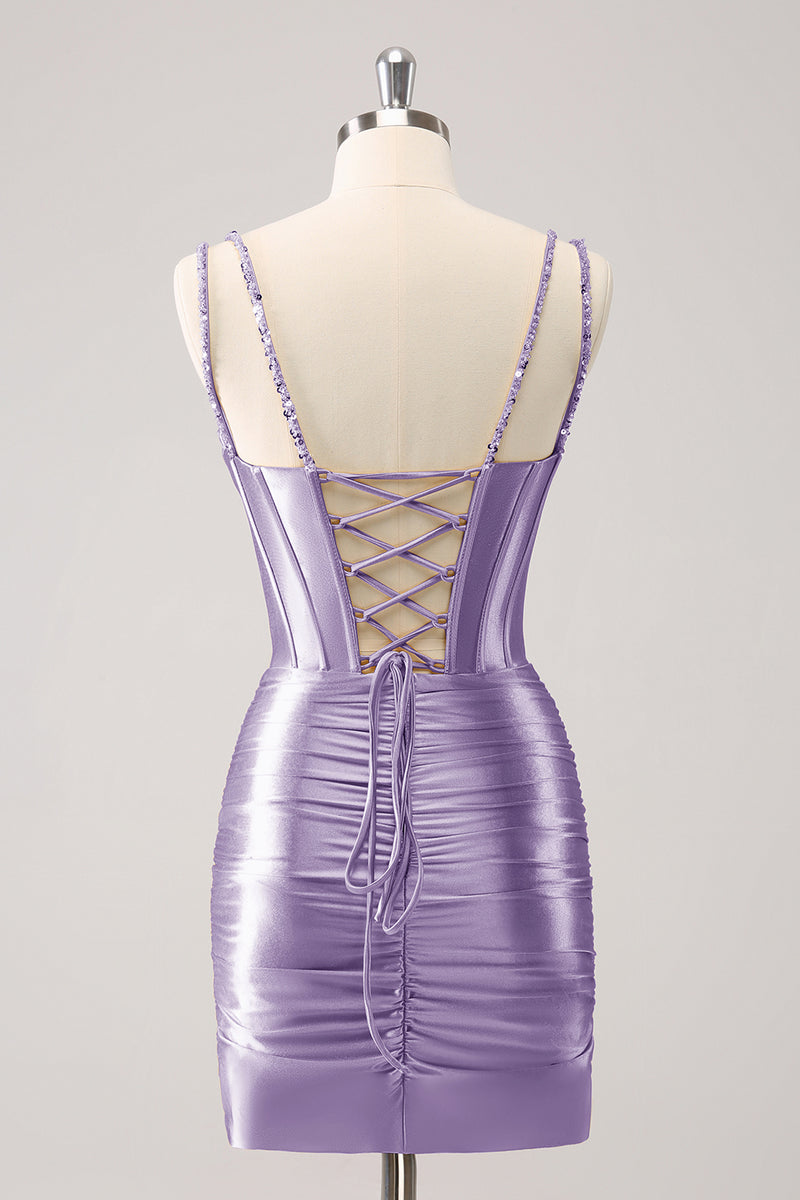 Load image into Gallery viewer, Golden Spaghetti Straps Bodycon Homecoming Dress with Sequins