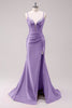 Load image into Gallery viewer, Sparkly Fuchsia Mermaid Spaghetti Straps Prom Dress with Slit