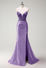 Load image into Gallery viewer, Sparkly Sage Corset Beaded Mermaid Long Satin Prom Dress