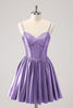 Load image into Gallery viewer, Fuchsia A-Line Spaghetti Straps Homecoming Dress